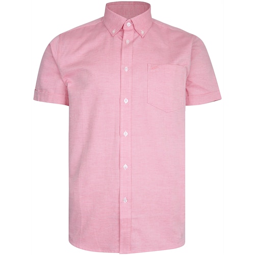 KAM Dobby Weave Short Sleeve Shirt Pink